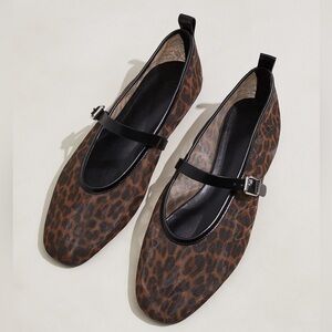 H&M Mesh Mary Jane Ballet Flats Pumps Leopard Print NWT